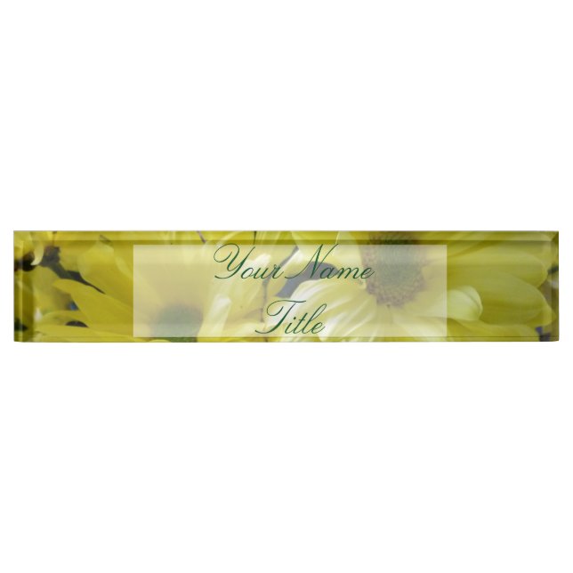 Custom Desk Name Plate Yellow Flowers Office (Front)