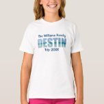 Custom Destin Beach Vacation Kids T-Shirt<br><div class="desc">These cool custom Destin Florida kids t-shirts feature your personalised group name for a family reunion or trip to the Emerald Coast. The letters of the word DESTIN are filled with beautiful ocean photography for your vacation.</div>