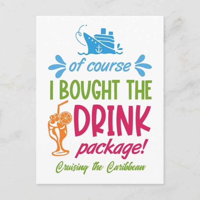 Custom Destination Cruise Drinks Postcard (Front)