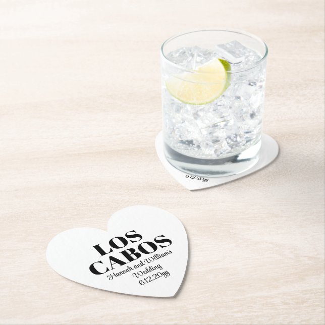 Custom Destination Wedding Welcome to Los Cabos Paper Coaster (Insitu)