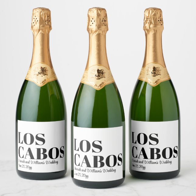 Custom Destination Wedding Welcome to Los Cabos Sparkling Wine Label (Bottles)