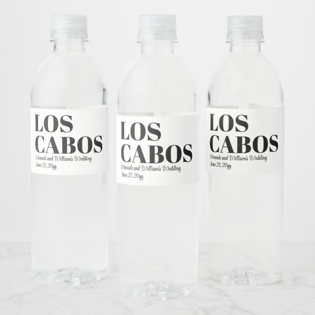 Custom Destination Wedding Welcome to Los Cabos Water Bottle Label (Bottles)