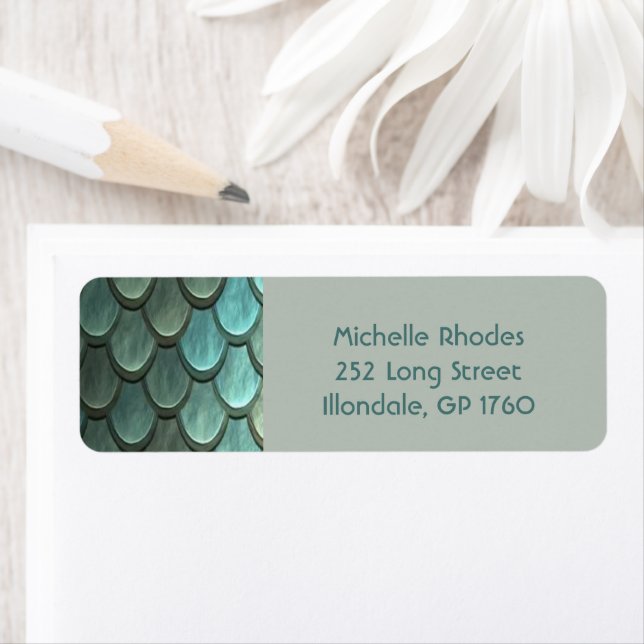 Custom details blue scales textured return address label (Insitu)