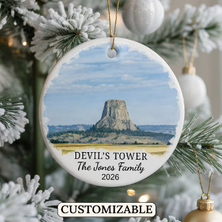 Custom Devil’s Tower National Monument, Wyoming Ceramic Ornament