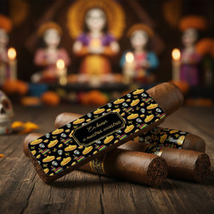 Custom Día de los Muertos Cigar Wrap Return Address Label