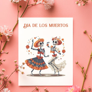Custom Día de los Muertos Dancing Skeleton Couple Postcard