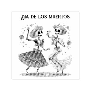 Custom Día de los Muertos Dancing Skeleton Couple Self-inking Stamp