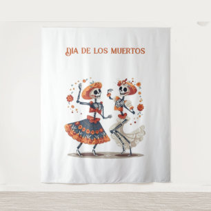 Custom Día de los Muertos Dancing Skeleton Couple Tapestry