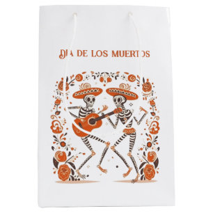 Custom Día de los Muertos Mariachi Skeletons Medium Gift Bag