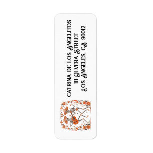 Custom Día de los Muertos Mariachi Skeletons Return Address Label