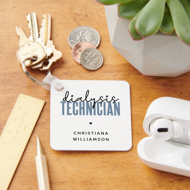 Custom Dialysis Technician | Nephrology Tech Gifts Key Ring (Desk)