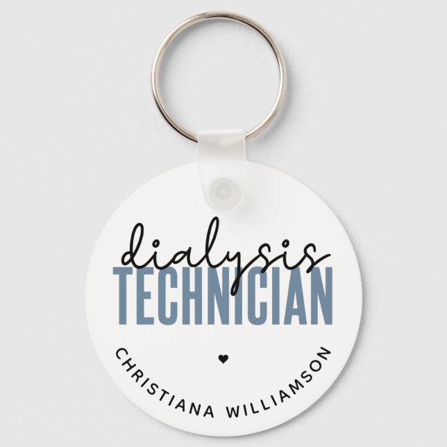 Custom Dialysis Technician | Nephrology Tech Gifts Key Ring (Front)