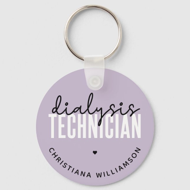 Custom Dialysis Technician | Nephrology Tech Gifts Key Ring (Front)