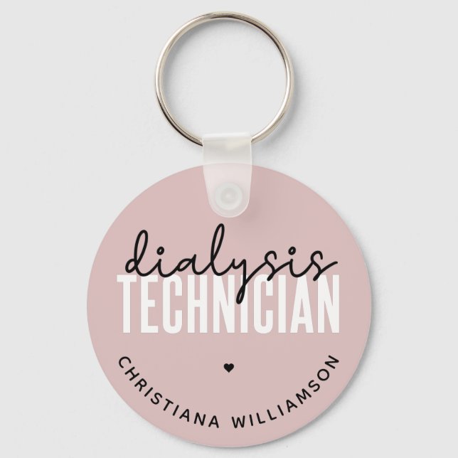 Custom Dialysis Technician | Nephrology Tech Gifts Key Ring (Front)