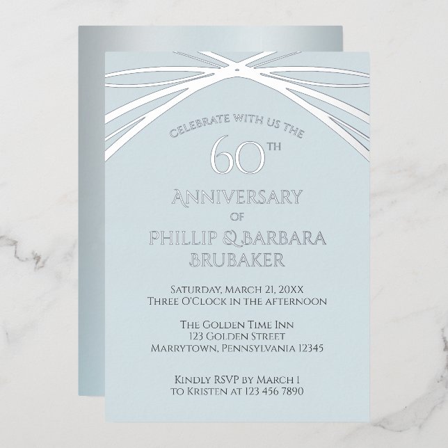 Custom Diamond 60th Wedding Anniversary Party (Front/Back)