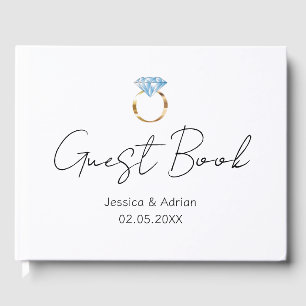 Custom Diamond Ring Wedding Guest Book