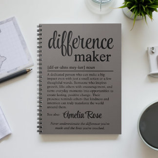 Custom Difference Maker Definition Thank You Notebook