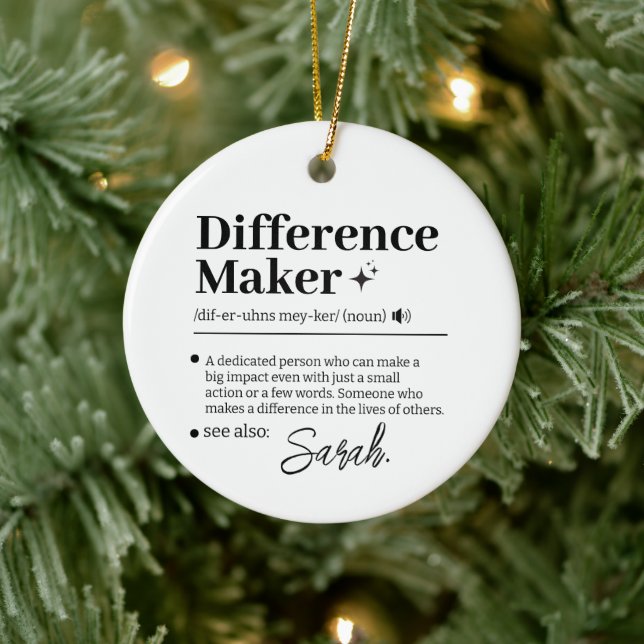 Custom Difference Maker, Mentor Appreciation Gift  Ceramic Ornament (Tree)