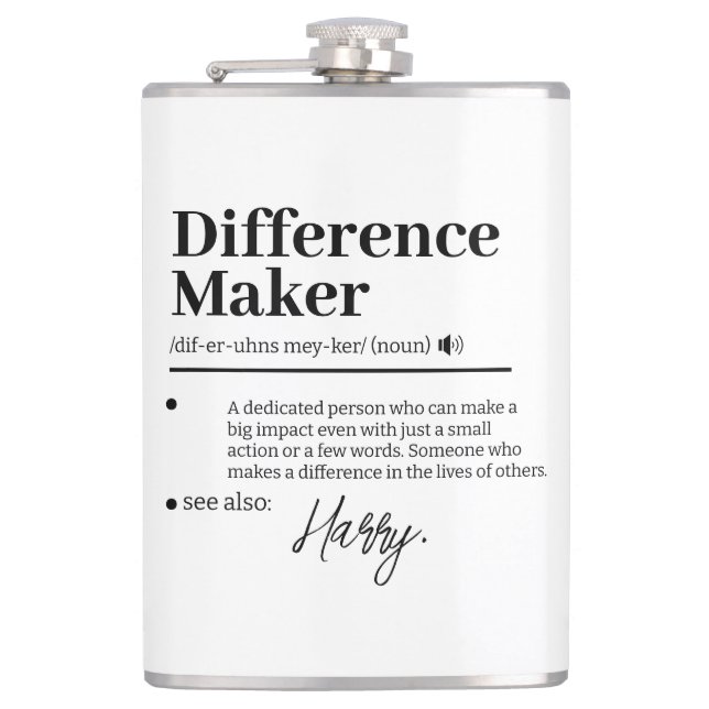 Custom Difference Maker, Mentor Appreciation Gift  Hip Flask (Front)