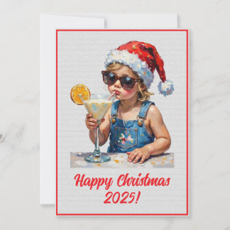 Custom Digital Christmas Baby Drinking Milk Xmas Card