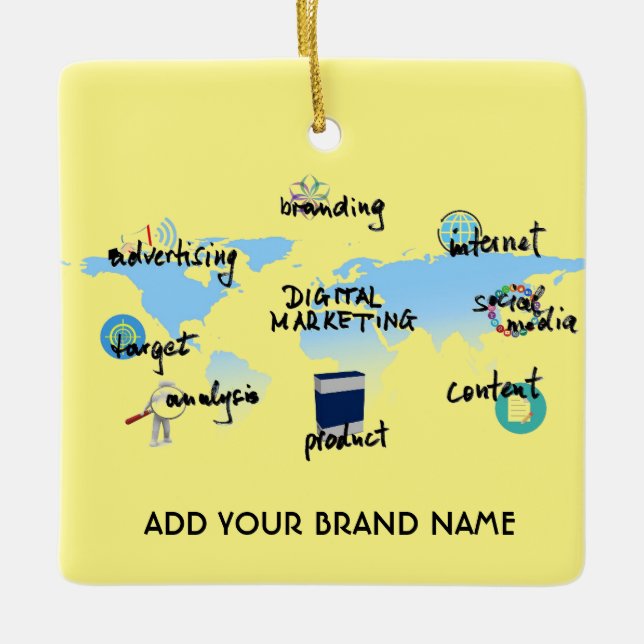 Custom Digital Marketing Ceramic Square Ornament (Front)
