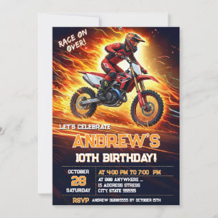 Custom digital Motocross Dirt Bike Birthday party Invitation