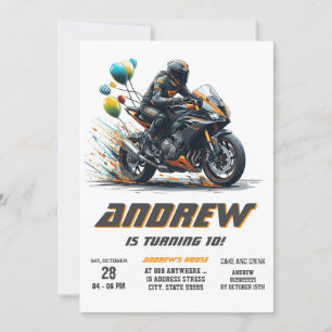Custom digital Motocross Dirt boy Biker Birthday Invitation