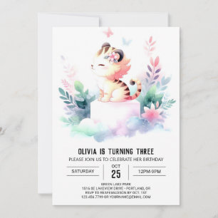 Custom Digital Tiger Birthday Invitation