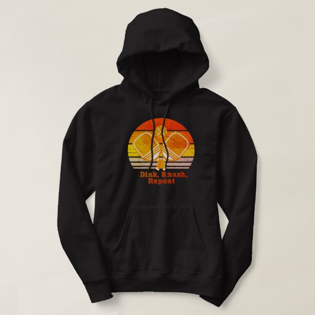 Custom Dink & Smash Sunset Design Pickleball Humou Hoodie (Design Front)
