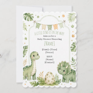 Custom Dino Baby Shower Invite Cute Green Dinosaur