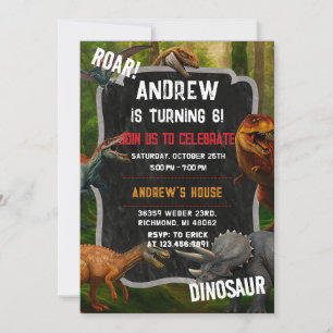Custom Dino Boy Dinosaur birthday T-Rex party Invitation
