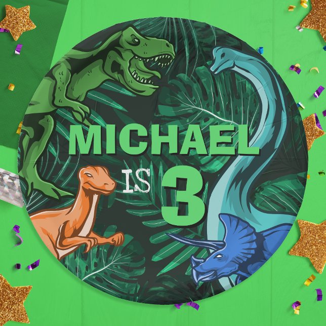 Custom Dino Trex Jurassic Boy Dinosaur Birthday Paper Plate (Custom Dino Trex Jurassic Boy Dinosaur Birthday Paper Plates)