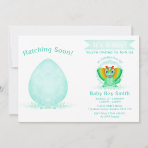 Custom Dino Watercolour Dinosaur Boy Baby Shower Invitation
