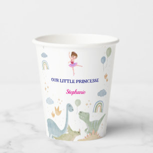 custom dinosaur ballerina ballets birthday  paper cups
