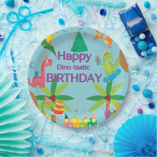 Custom Dinosaur Happy Birthday Party  Paper Plate