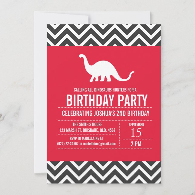 Custom Dinosaurs Birthday Party Invitation for Boy (Front)