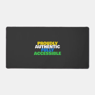 Custom Disability Pride Typography Black Desk Mat 