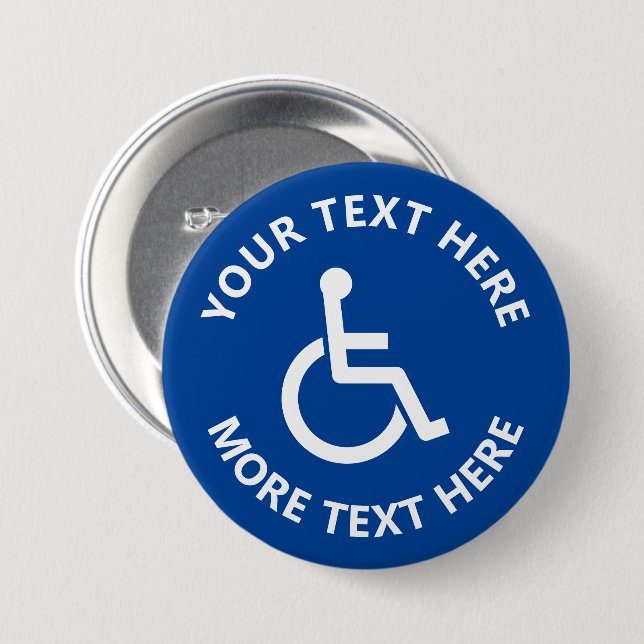 Custom disability sign wheelchair icon pinback 7.5 cm round badge (Front & Back)