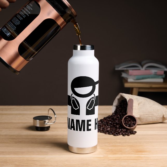 Custom Disc Jockey water bottle for music deejay (Coffee)
