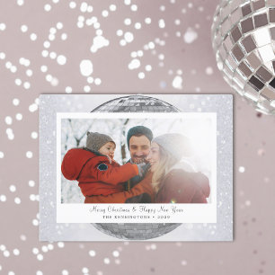 Custom Disco Ball Christmas Card with Family Name