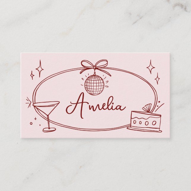 Custom disco birthday place card (Front)