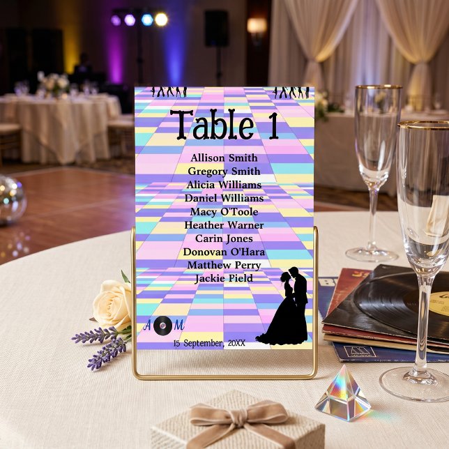 Custom Disco Dance Wedding Table Number Card (Creator Uploaded)
