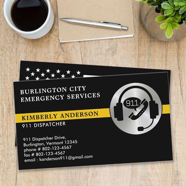 Custom Dispatcher 911 Logo Emergency Services Business Card (Creator Uploaded)