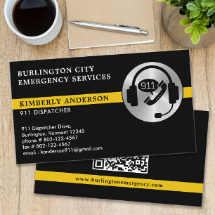 Custom Dispatcher Emergency Services Logo QR Code Business Card