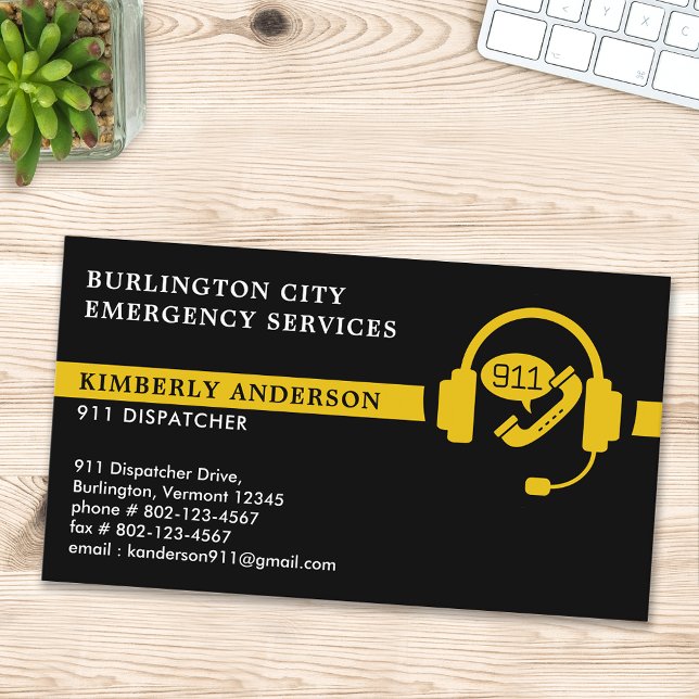 Custom Dispatcher Modern 911 Emergency Dept Logo Business Card (Creator Uploaded)
