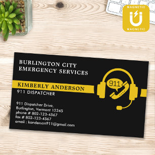 Custom Dispatcher Modern 911 Emergency Dept Logo Magnetic Business Card
