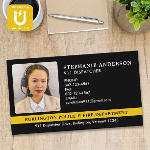 Custom Dispatcher Photo 911 Police Fire Emergency Magnetic Business Card