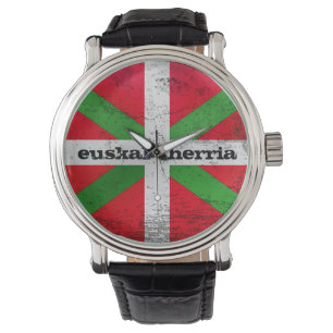Custom, distressed Basque Country flag, Ikurriña: Watch