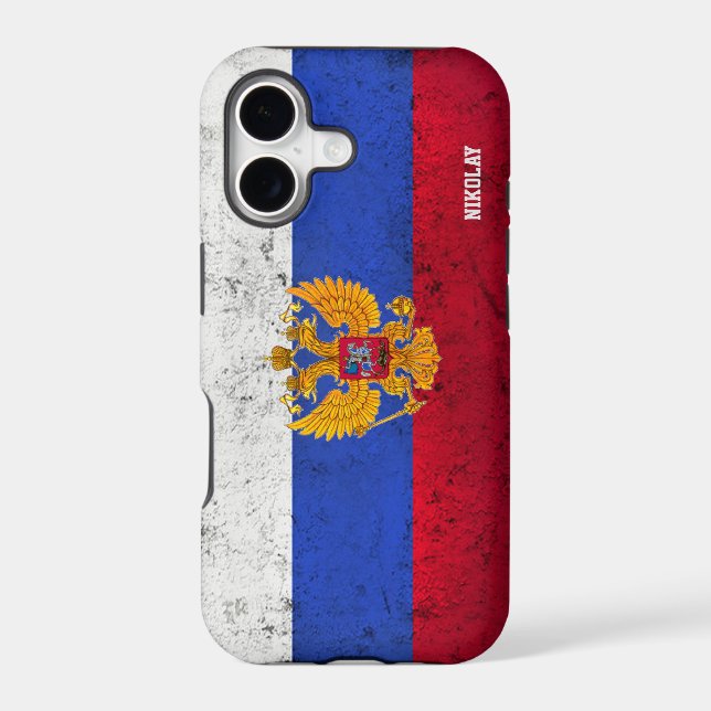 Custom Distressed Russian Flag iPhone Case (Back)