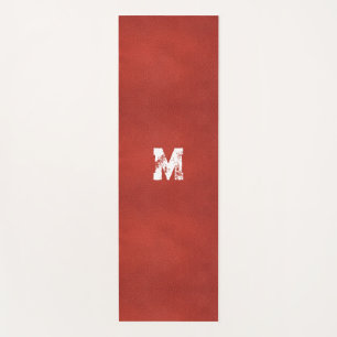 Custom Distressed Text Monogram Faux Leather Look Yoga Mat